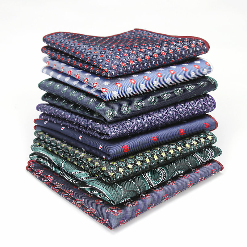 Paisley lenço quadrado floral masculino, lenço de seda de cetim, tecido jacquard, clássico, para festa de casamento, vintage, dot