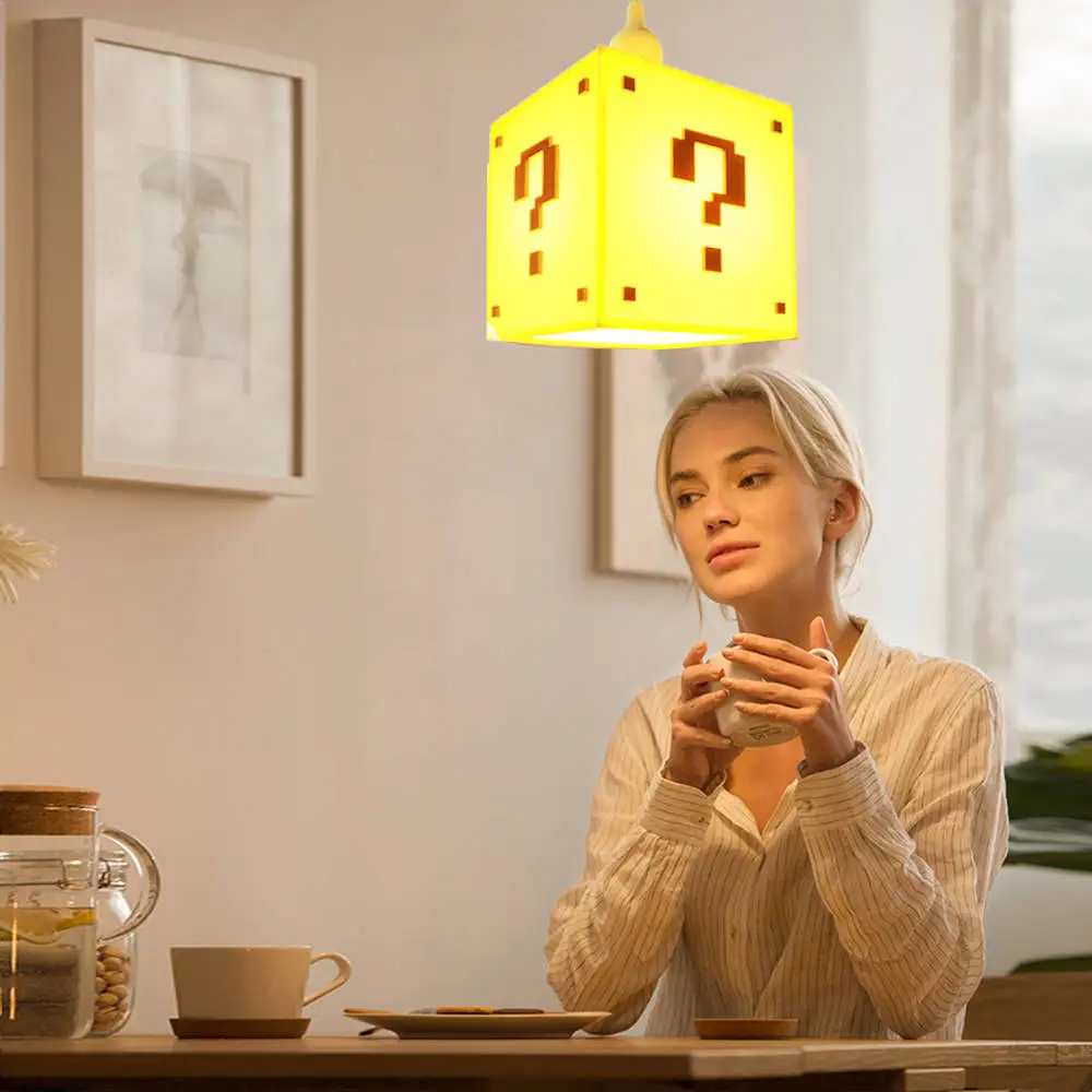 Cổ Điển Game DấU HỏI Hình Khối Treo Đèn Phòng Game Chiếu Sáng Kid Trang Trí Phòng Mặt Dây Chuyền Ánh Sáng Hiện Đại Đèn Ốp Trần