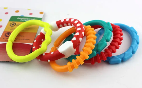 เด็ก DIY ยางกัด BPA ฟรี Chewable การงอกของฟัน Rainbow Molars CHAIN แหวนผ้ากันเปื้อนจับน่ารัก Sensoriel ของเล่นสําหรับเด็ก 0-12 เดือน