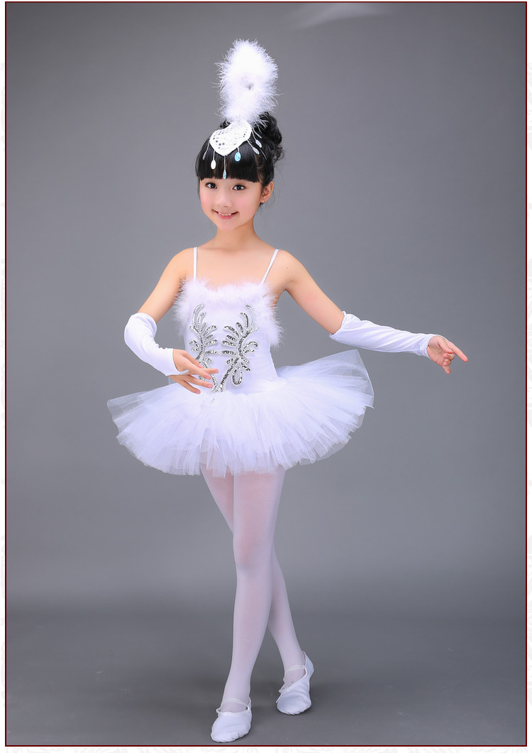 Robes de Ballet professionnelles blanches pour filles, Costumes de danse de ballerine pour enfants, robe de danse Tutu de spectacle