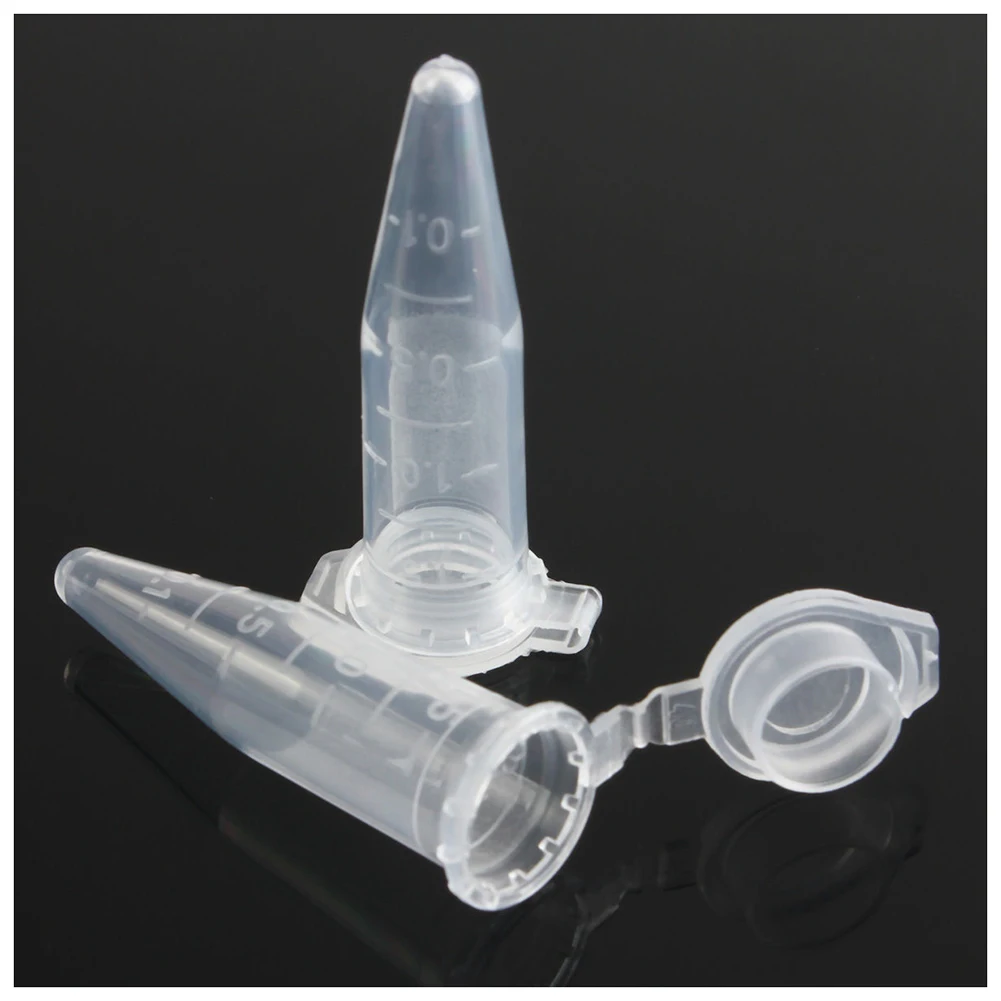 100PCS 1.5ml Lab Mini di Plastica Provetta Da Centrifuga Fiala Snap Cap 42x11mm Trasparente