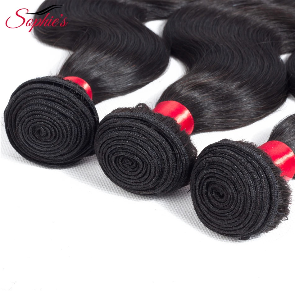 ソフィーの髪-マレーシアの非レミー3ストランド,ヘアエクステンション,波状,100% 人間,自然な色の髪