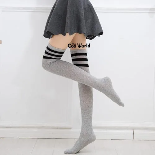 16 colori Delle Donne Autunno Inverno Il Riscaldamento Strisce Calza Sopra Il Ginocchio Calzini e Calzettoni Coscia Highs Per Anime Scuola Uniforme