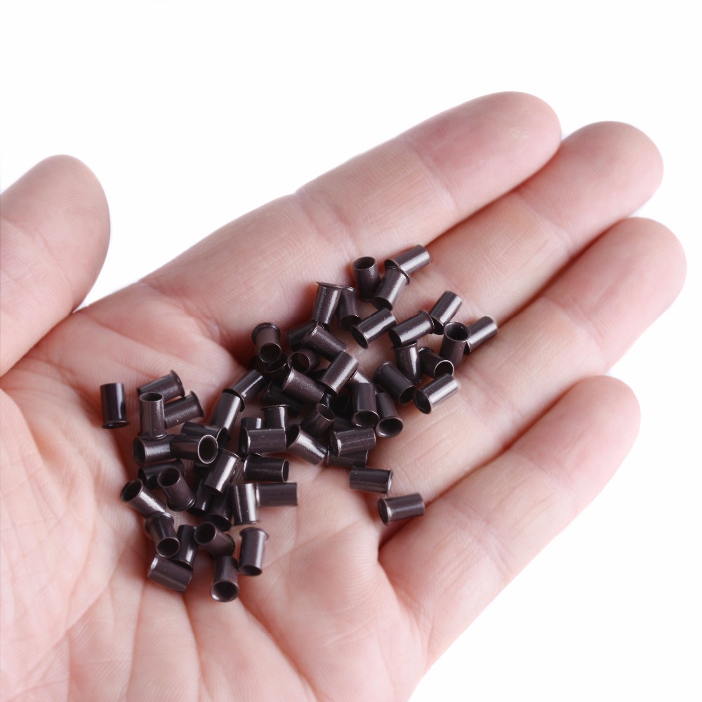 3.4Mm 1000Pcs ยูโรล็อค Flared Flaring Micro ท่อทองแดงแหวนลูกปัดเชื่อมโยงมนุษย์ Hair Extensions เครื่องมือ