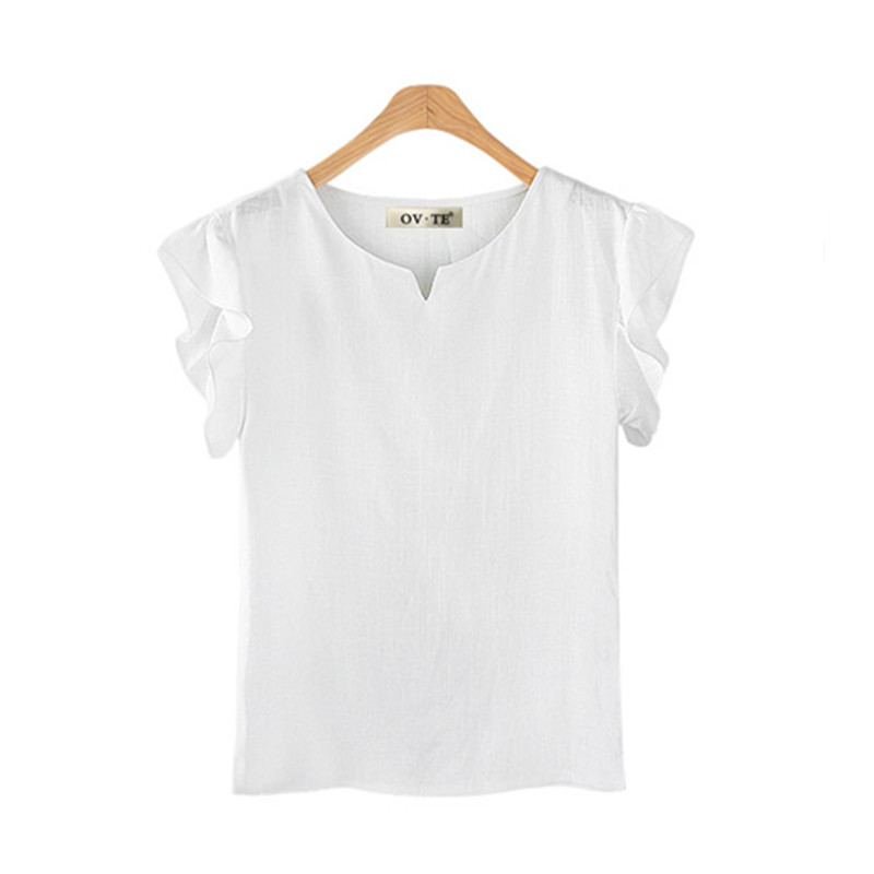 Blusas femininas de linho de algodão, tops femininos, camisas casuais de manga curta, brancas, caqui, amarelas, roupas plus size, verão