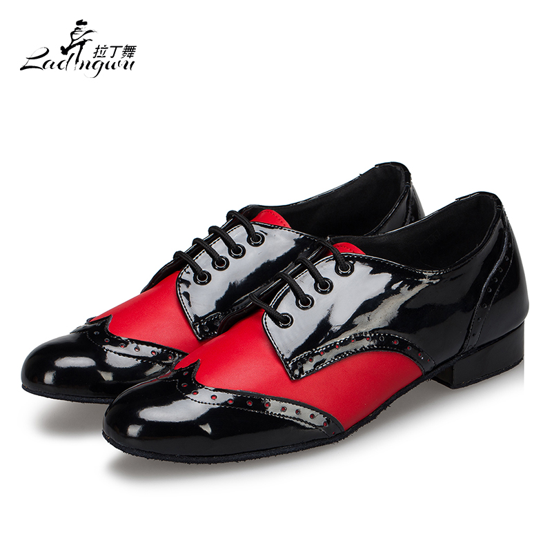 Ladingwu Neue Moderne männer Weichen Boden Latin Dance Schuhe Weiß/Rot/Schwarz PU Ballsaal Walzer Samba Dance schuhe Ferse 2,5/4,5 cm