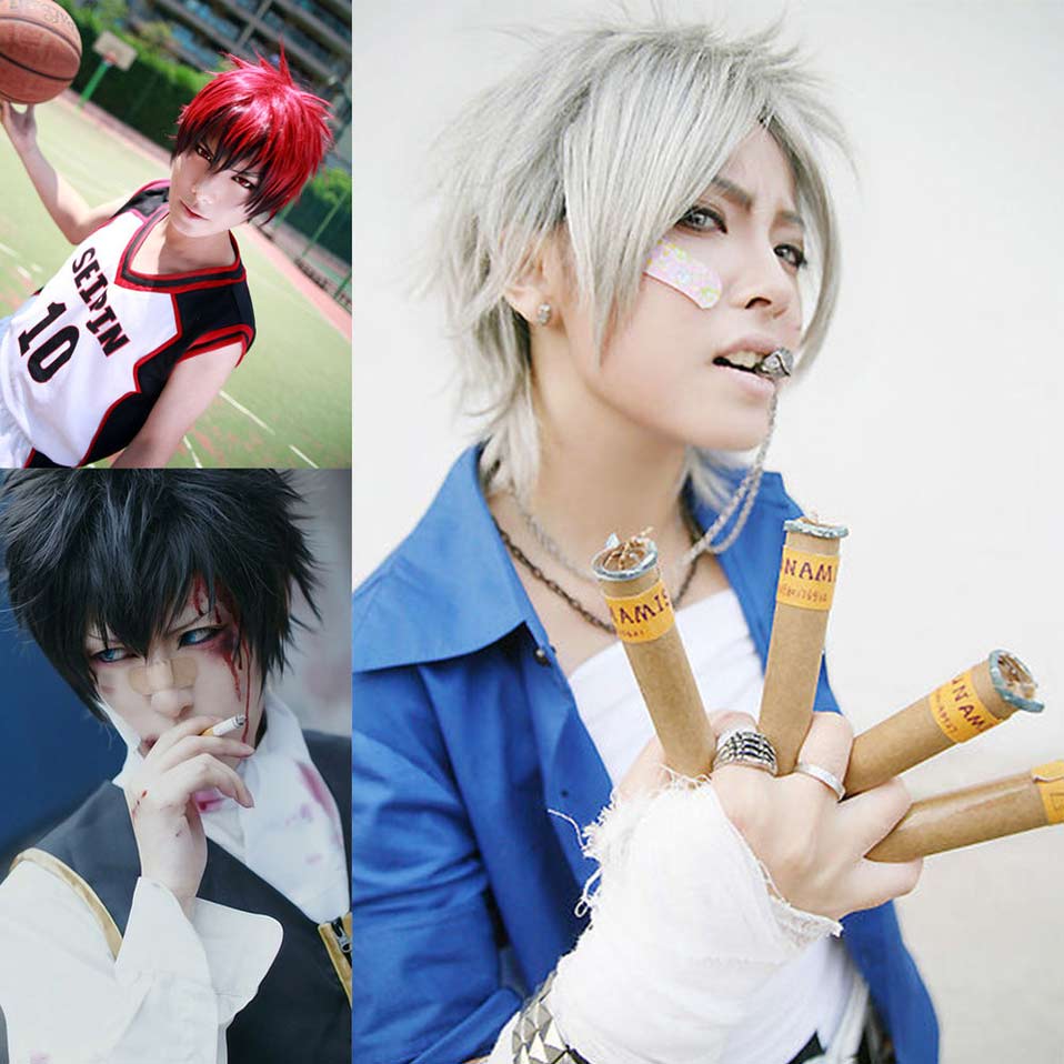 Benihair-男性と女性のための合成かつら,偽物の良い髪,白,赤,緑,青,ピンク,黄色,人工毛,パーティーかつら