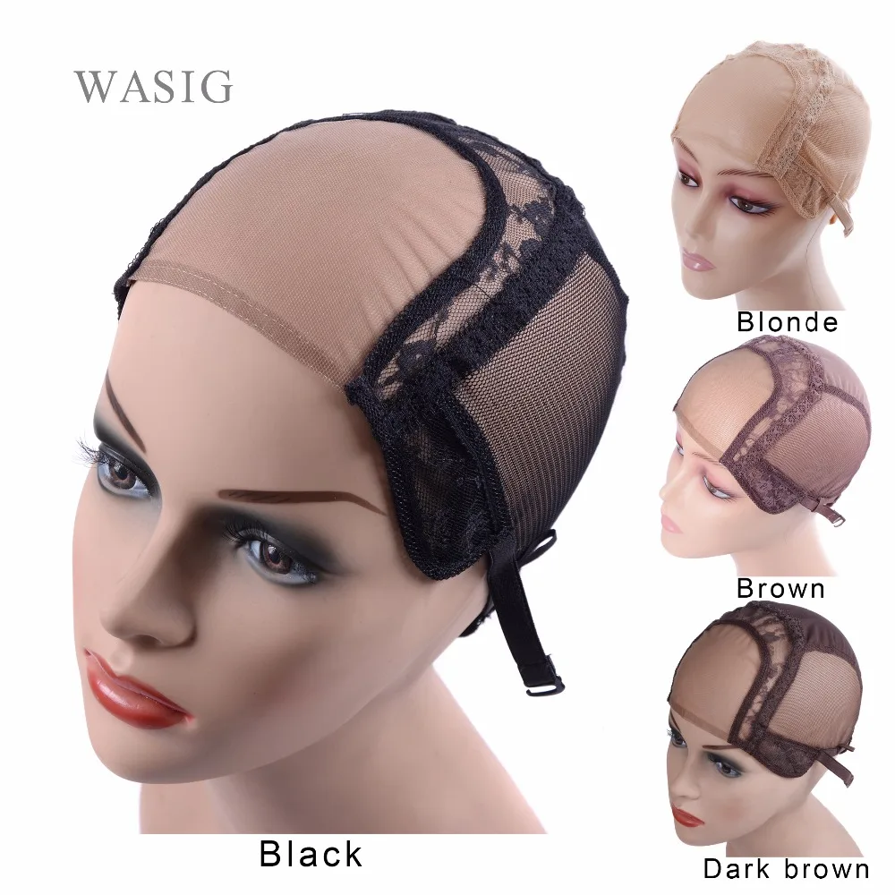 4 "* 4" U Phần Tóc Giả Viên Có Ren Lưới Làm Tóc Giả Có Dây Đai Điều Chỉnh Glueless Dệt mũ Lưới Trùm Tóc Giả Bộ Đội