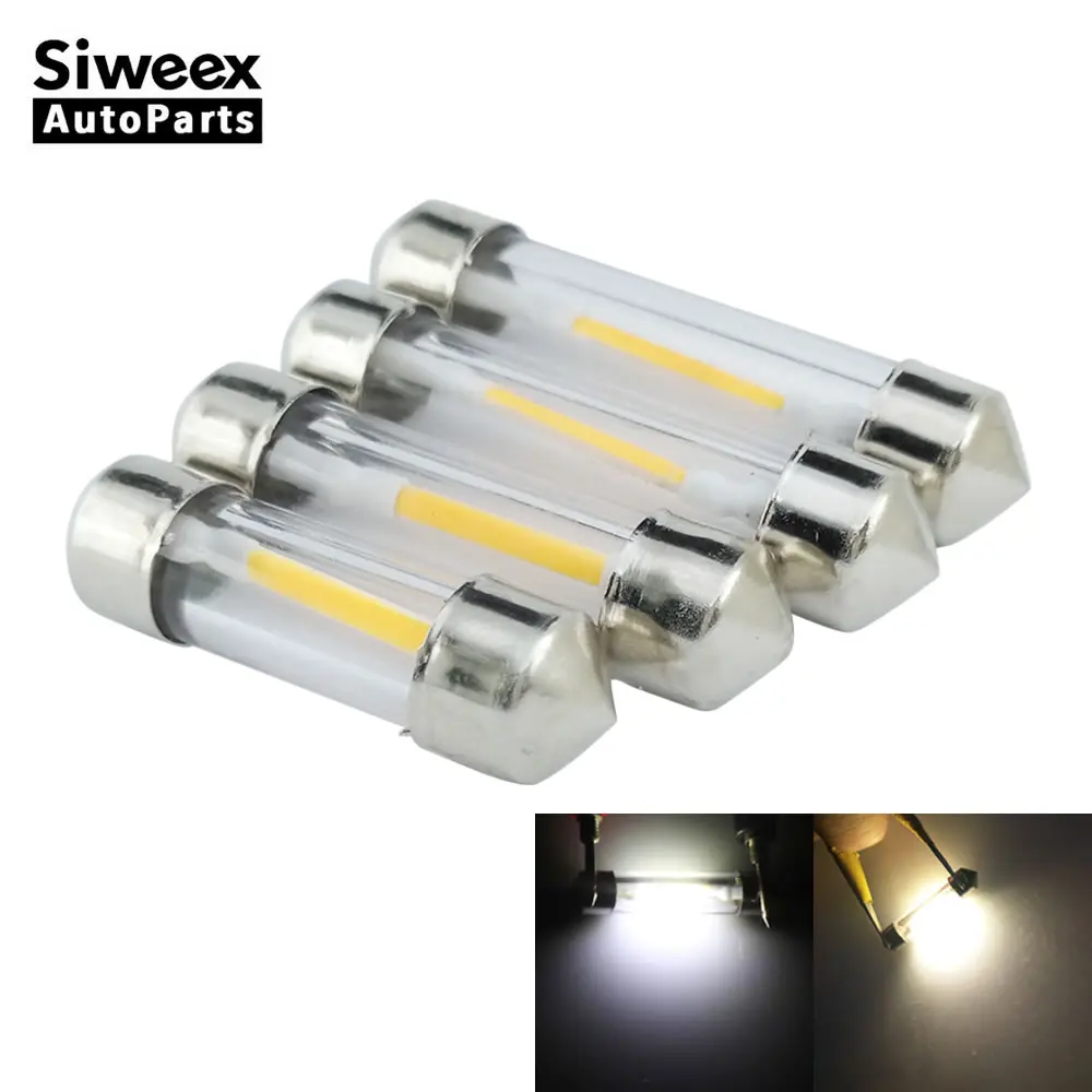 2 uds 31MM 36MM 39MM 41MM coche LED cúpula luces de adorno bombilla indicadora lectura mapa matrícula lámpara DC 12V blanco cálido