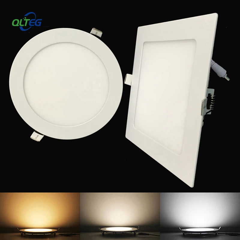Siêu Mỏng Đèn Led Panel Âm Trần 3W 6W 9W 12W15W 18W Tròn/Vuông Đèn LED Ốp Trần Đèn đèn AC85-265V Đèn Led Panel Âm Trần Đèn