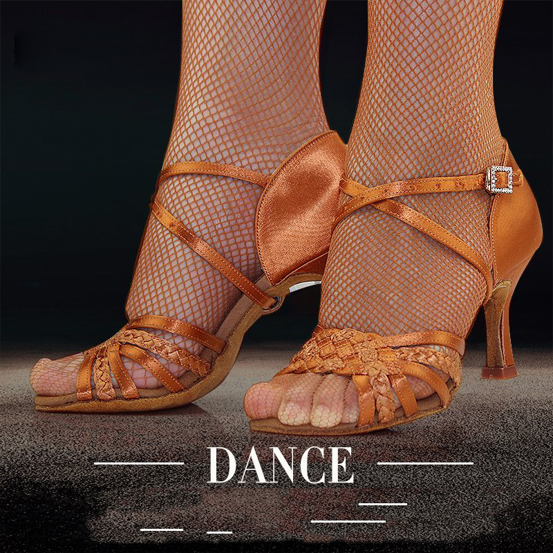 Latin Dance Schuhe Frau Erwachsene Weichen Boden Ahle High Heel Salsa Square Dance Schuhe BD Latin Schuhe Echte 2360-B Importiert satin