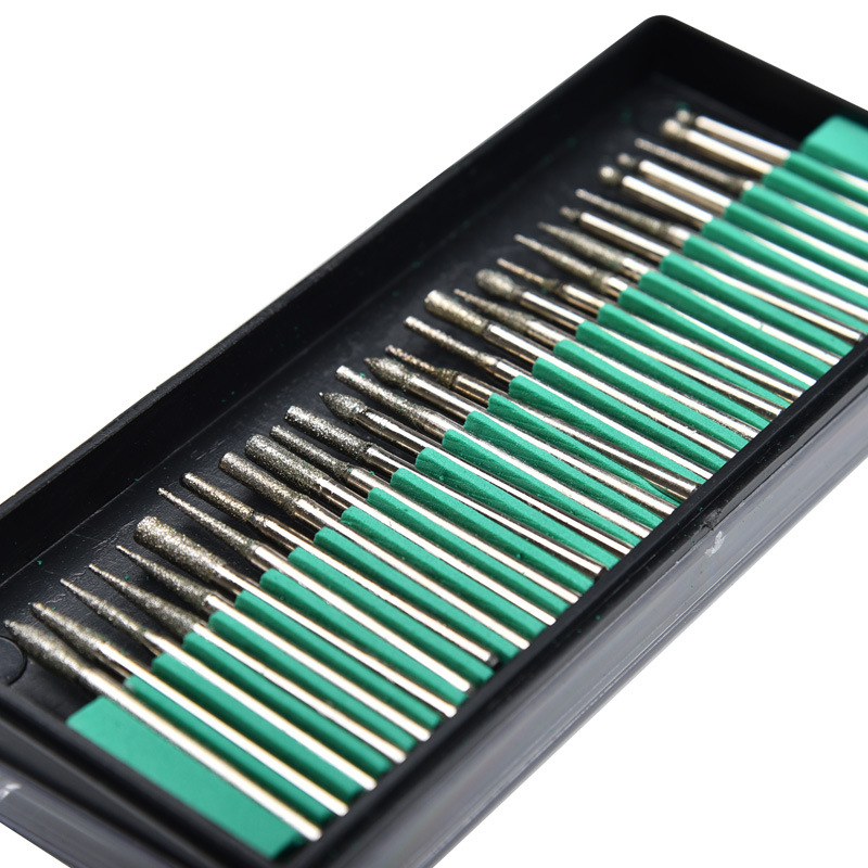 30 Mini Kim Cương Burs 2.35Mm Cho Khắc Đá Mài Nhám Vỏ Gỗ Đá Khắc Dremel Rotary dụng Cụ