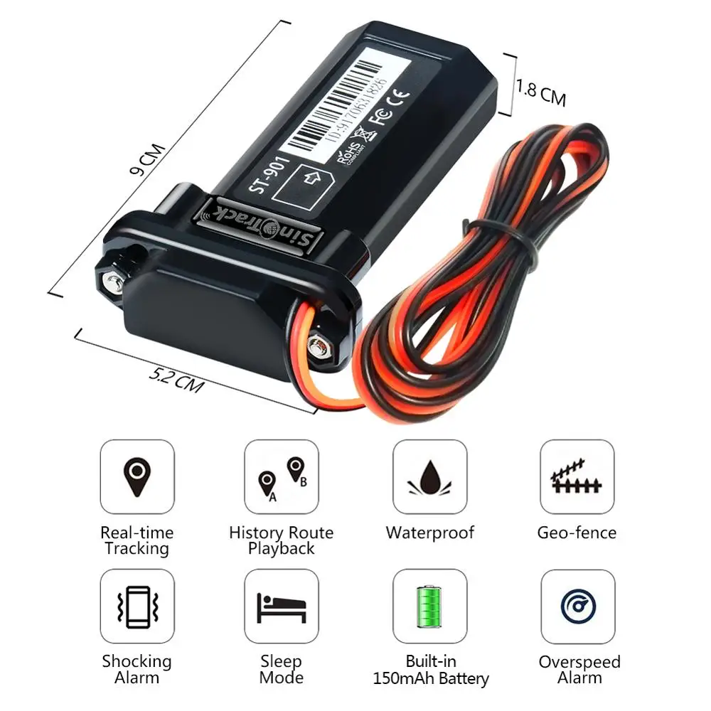 SinoTrack Mini dispositivo rastreador GPS con batería integrada resistente al agua ST-901 901L para coche motocicleta vehículo Control remoto aplicación Web gratuita