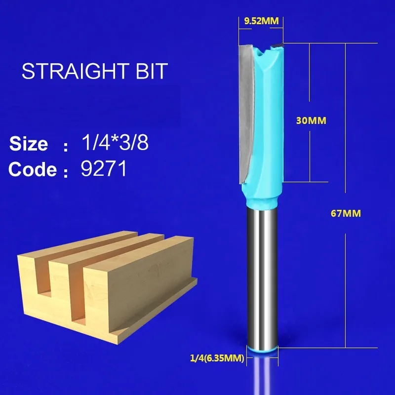 1 ชิ้น 1/4*3/8 ตรง Slotting เครื่องตัด frazier เครื่องตัดมีดสําหรับเครื่องมือไม้ fresa cnc router bit สําหรับไม้ fresa 9271