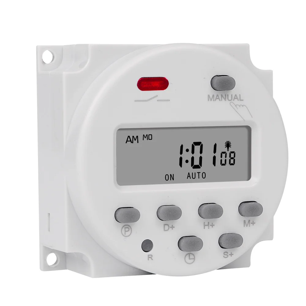Intervalo de 1 segundo 5V 12V 24V 110V 220V interruptor temporizador Digital LCD 7 días programador de relé de tiempo programable semanal CN101S