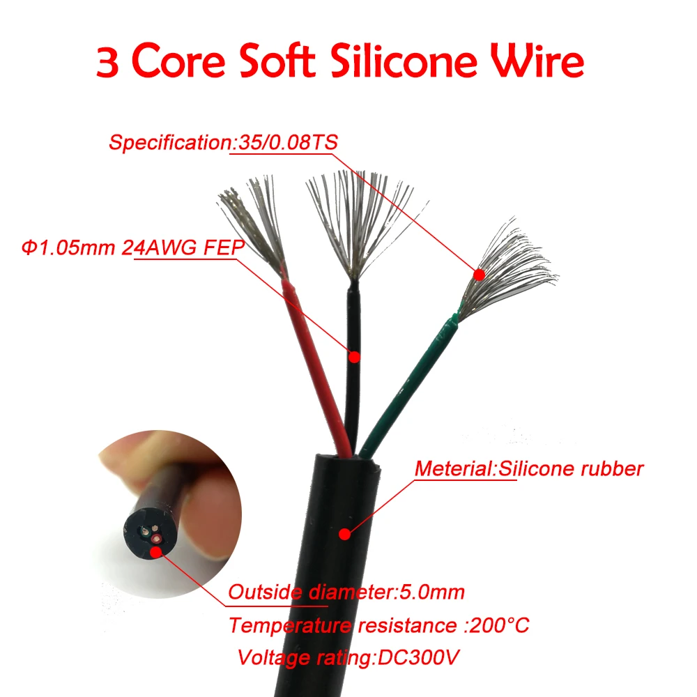 QUICKO 3C/4C/5C Core Mềm Dây Silicone Cho T12 Hàn DIY Bộ Dụng Cụ