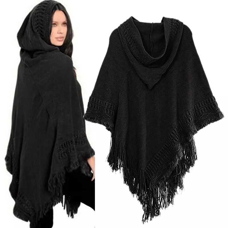 Neue Frauen Damen Quaste Cape Mantel Fransen Poncho Schrägen Streifen Mantel Böhmischen Schal Schal