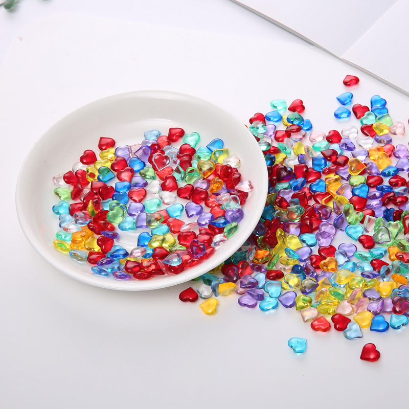 Bộ 100 10*4Mm Hình Trái Tim Acrylic Pha Lê Cầm Đồ Đá Cầm Cờ Game Miếng Cho Đột Quyết Chơi Bảng Phụ Kiện
