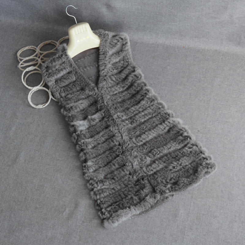 HSPL-Chaleco De punto De piel De conejo Real para mujer, chaleco femenino, 2019