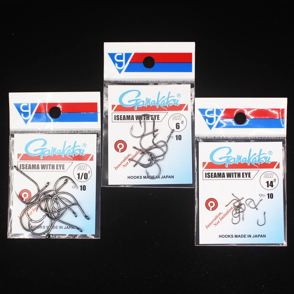 10pcs/lot  Iseama Circle Carp Eyed Fishing Hooks Size 1/0-14# Ring eye Japan Fishhooks Single Jig Hook Pech