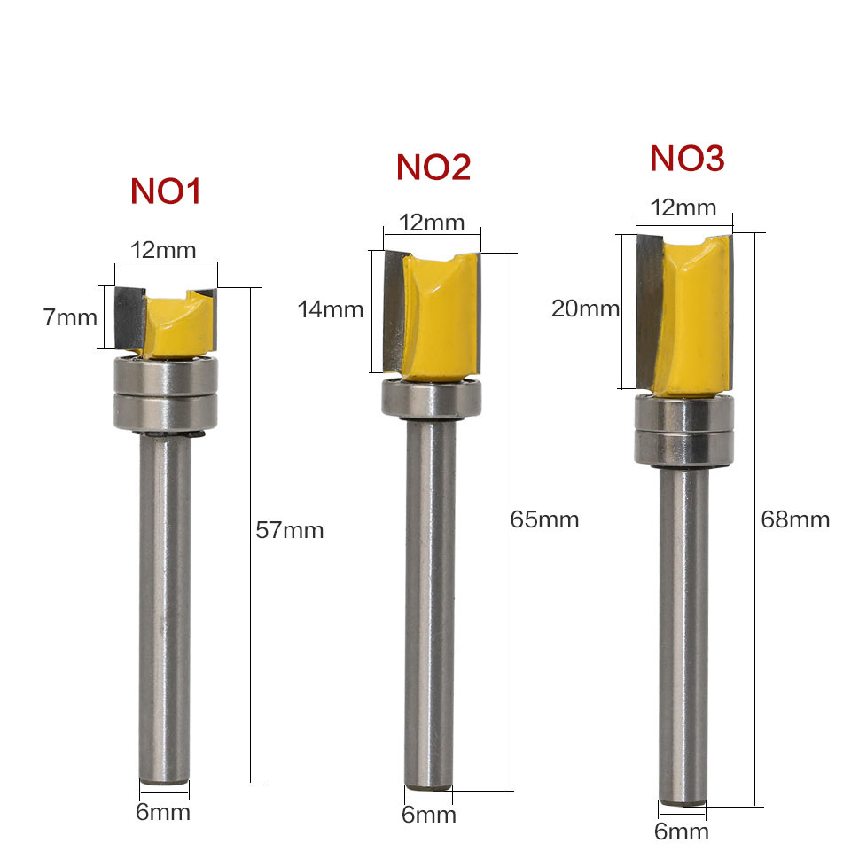 1 cái 6 mét Shank Mẫu Trim Bản Lề Mộng Router Bit Straight end mill tông đơ làm sạch flush trim Mộng Cutter forWoodworking