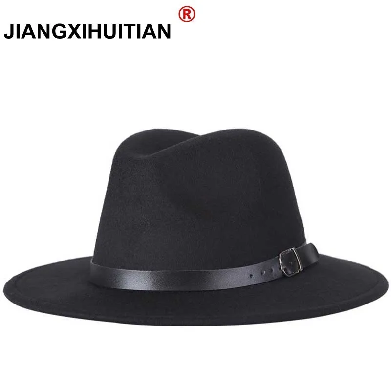 2017 o envio gratuito de 2017 novos homens Da Moda chapéu de feltro das mulheres moda jazz chapéu do verão primavera negra de lã mistura cap casual ao ar livre chapéu