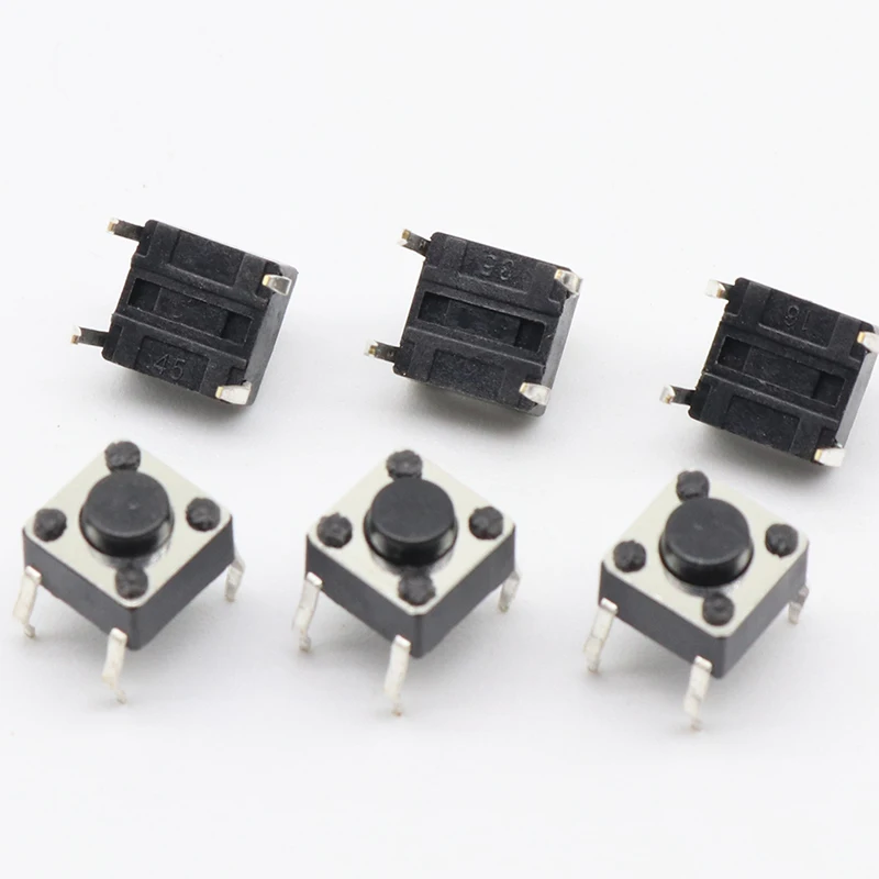 50 unids/lote 6x6x4,3 MM 4PIN G89 botón táctil Micro interruptor enchufe directo auto-reinicio DIP Top cobre