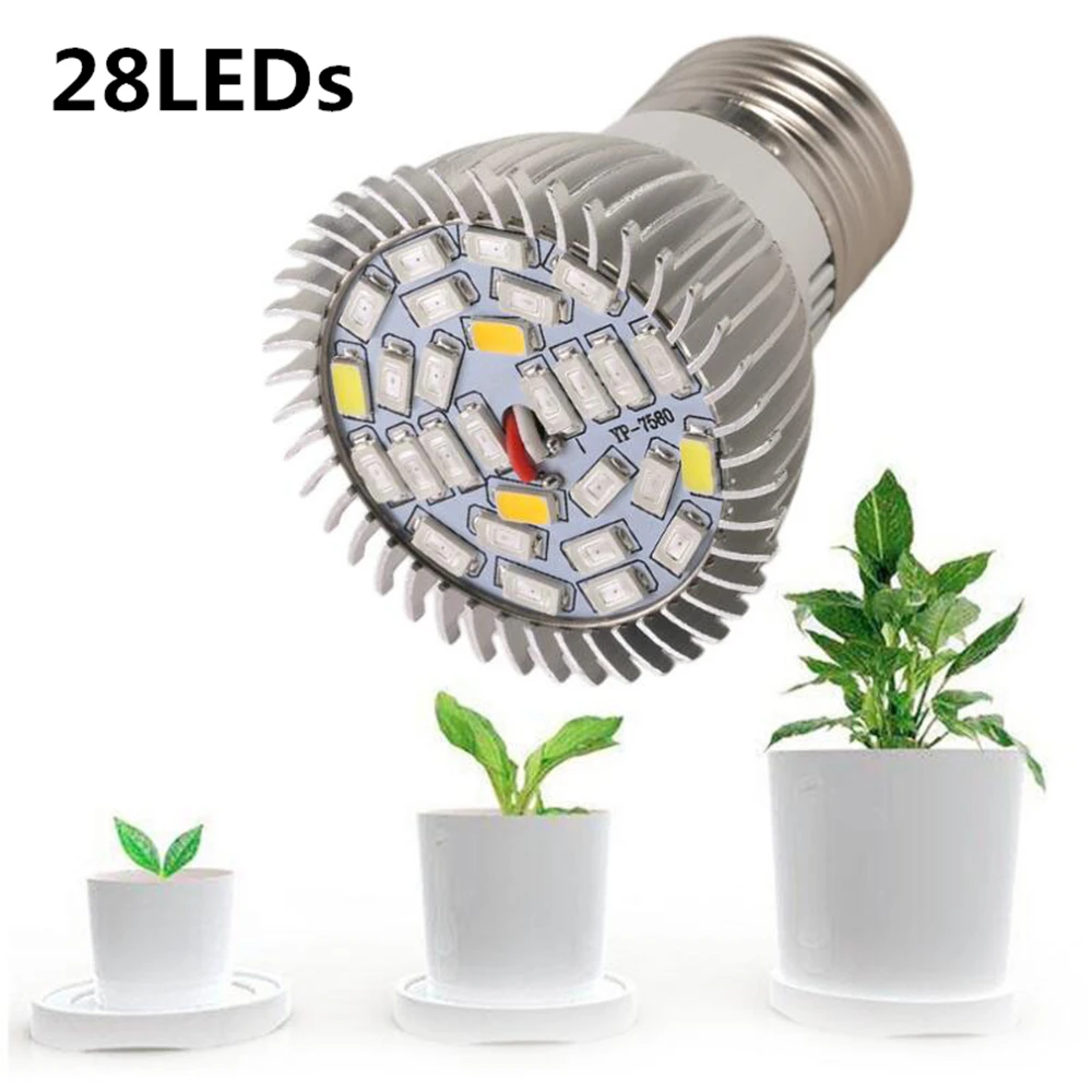 220V LED ปลูกโคมไฟหลอดไฟอลูมิเนียม E27 E14 GU10 เต็มสเปกตรัม 18LEDs 28LEDs ปลูกไฟสําหรับพืชสมุนไพร Growth
