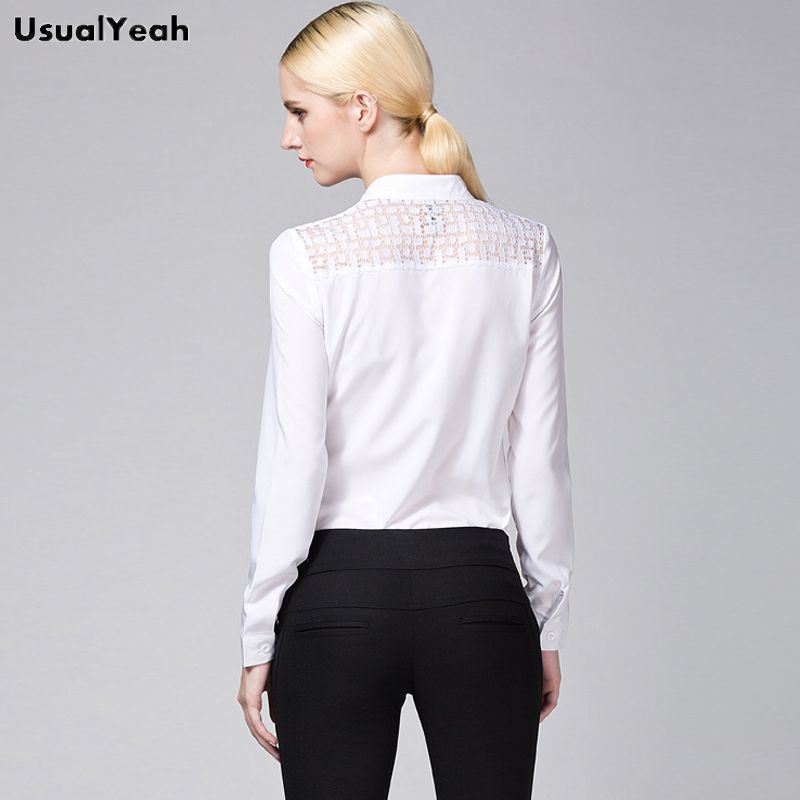 Usualyeah-女性用長袖ブラウス,白いレースの作業服,ファッショナブル,ol,sy0327,S-XXL