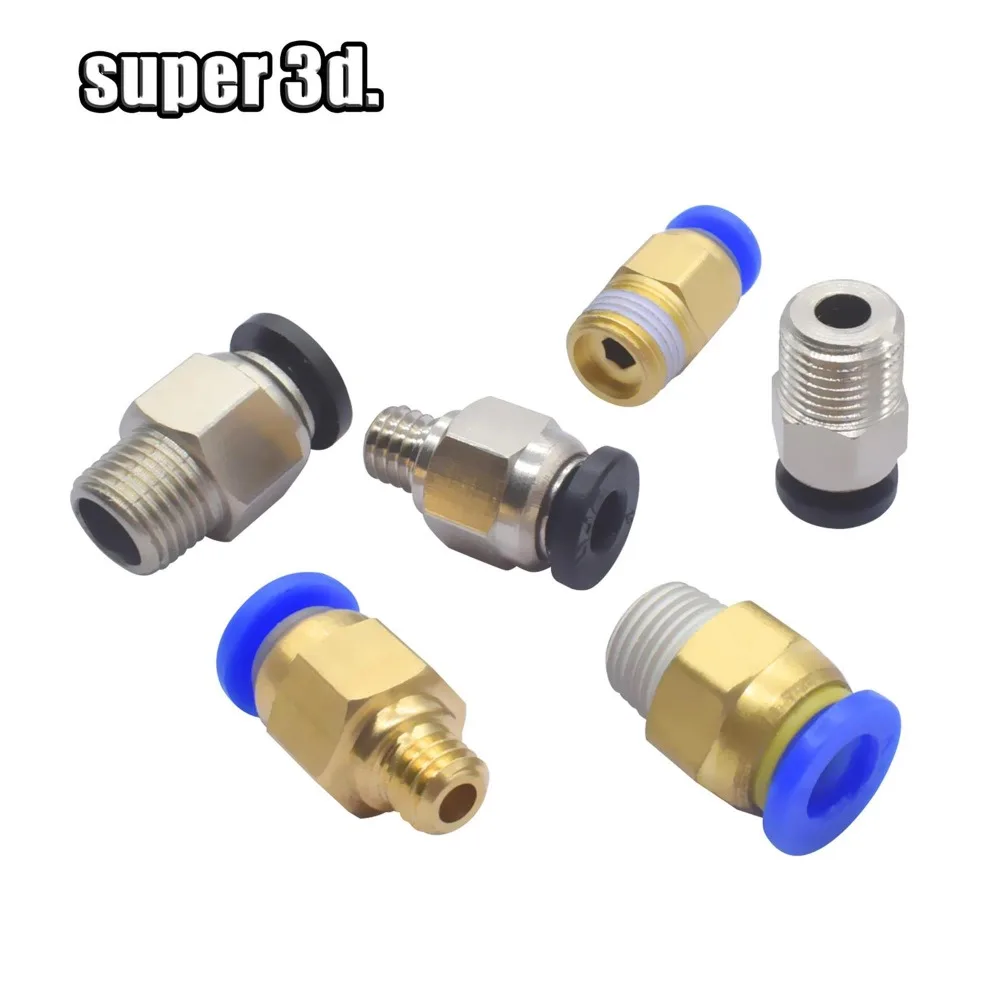 2 Chiếc Bằng Khí Nén Kết Nối Cho 3D In Phần Bowden Nhanh Jointer Cần Nối 1.75/3Mm Ống Pc4 M6 M10 phụ Kiện PTFE Ống 2/4Mm