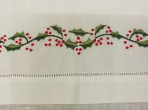 ชุด 12 ผ้าเช็ดหน้าสีขาวผ้าลินิน Hemstitched ชาผ้าเช็ดตัว - 14x22 "ผ้าเกสต์มือจานห้องครัวห้องน้ำผ้าขนหนูเย็บปักถักร้อยดอกไม้