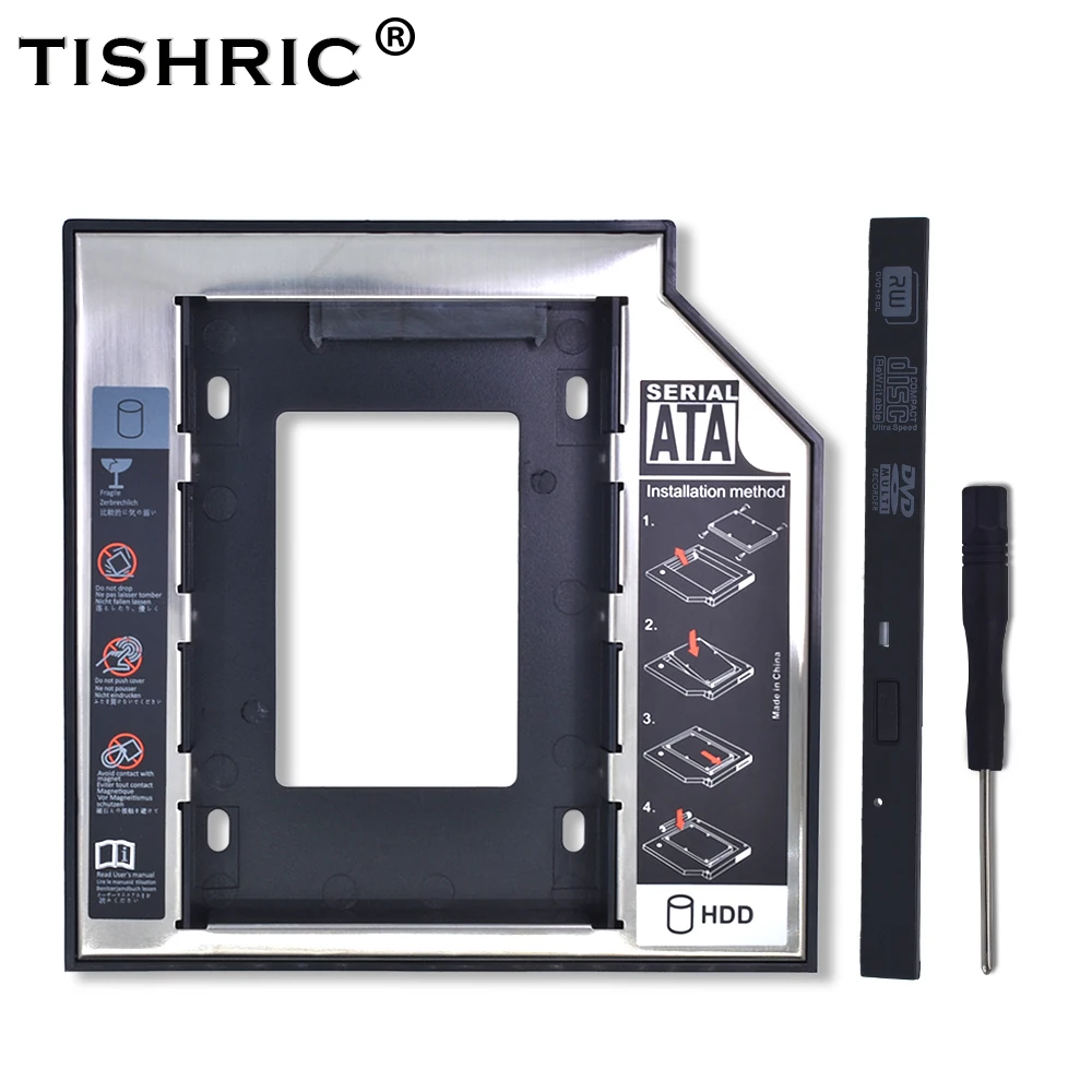 TISHRIC Пластиковый алюминиевый универсальный корпус 9,5/12,7 мм SATA 3.0 для 2-го жесткого диска 2,5 дюйма SSD CD DVD в корпус для жесткого диска CD-ROM ODD Optibay
