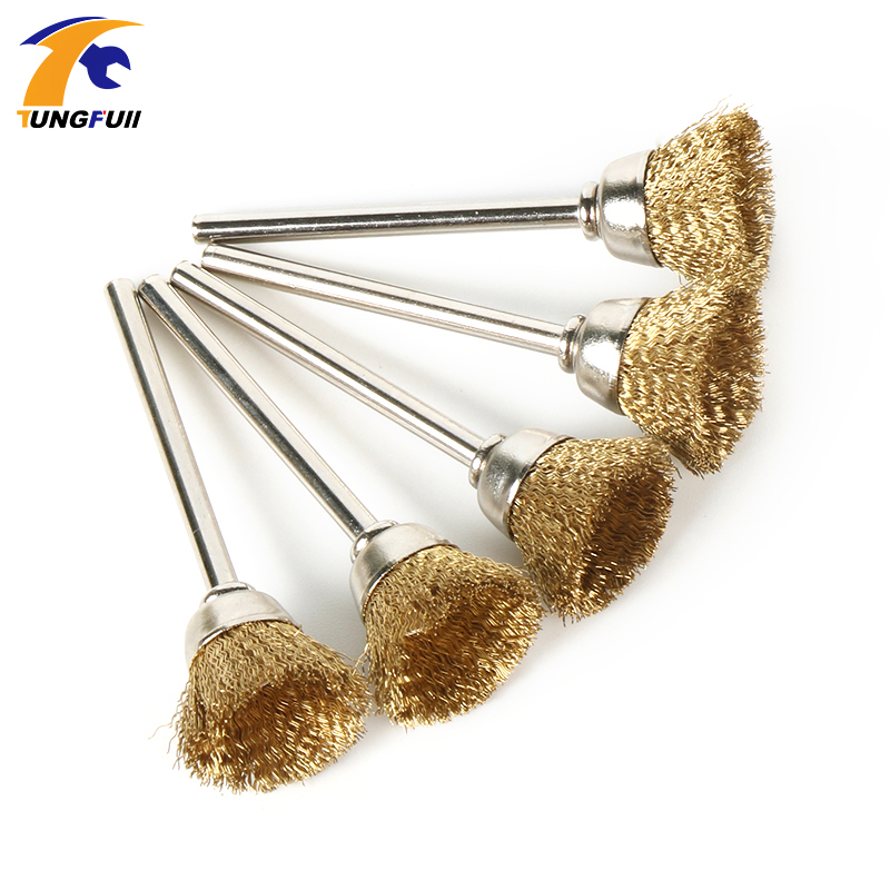 15pcs Brass Wire Wheel Cup Brush Set Brass Brush For Die Grinder Rotary Electric Tool  Polishing Brush Mini Drill Rust Removal