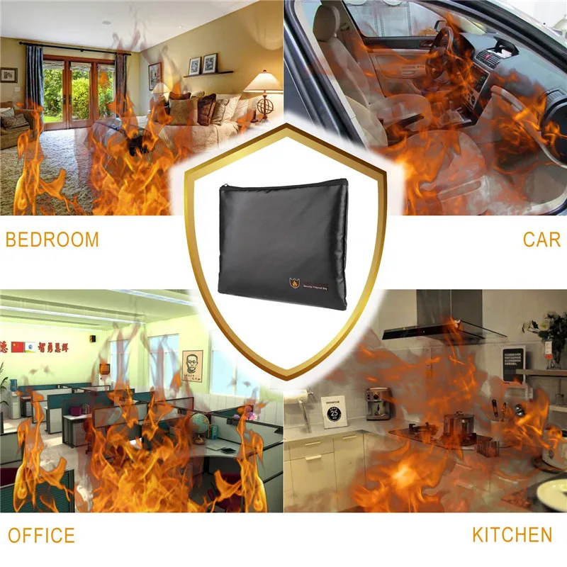 Xách tay Chống Cháy & Tài Liệu Không Thấm Nước Phong Bì Thư Mục Tập Tin Cash Pouch Chống Cháy Tiền Túi Lipo An Toàn Túi đối với Trang Chủ Văn Phòng S /M/L