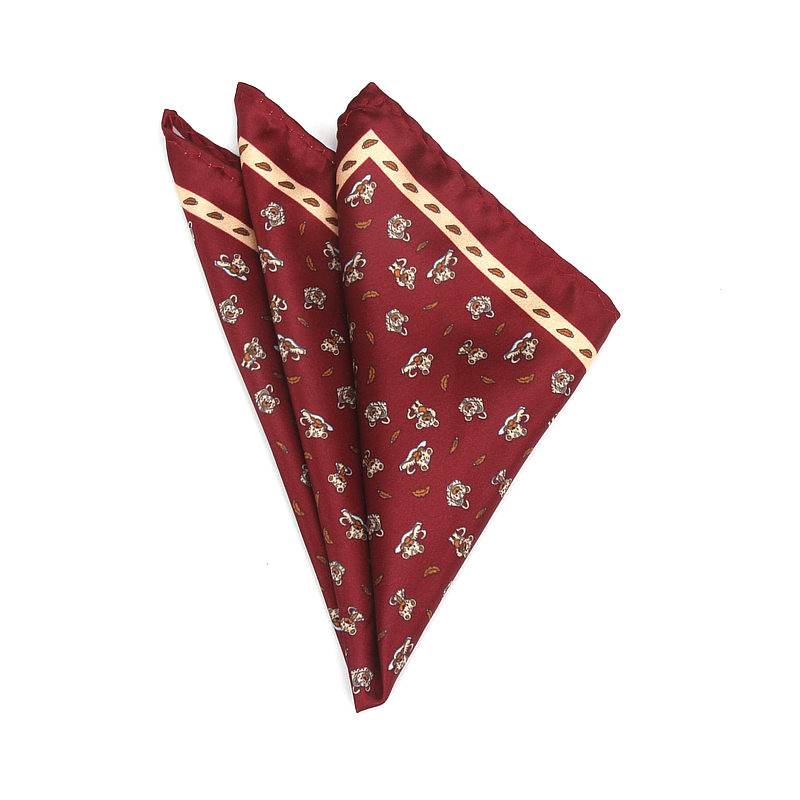 Lenço masculino de poliéster, lenço quadrado com estampa animal vintage de seda macia