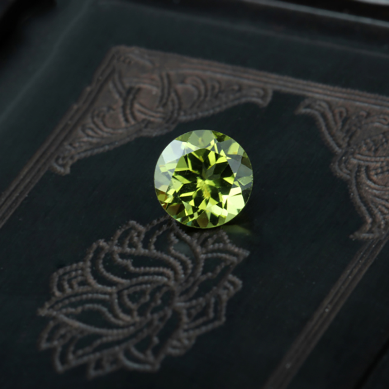 Batu Peridot Hijau Alami, Batu Permata Longgar Potongan Bundar 5Mm untuk Pembuatan Perhiasan, Batu DIY Desainer