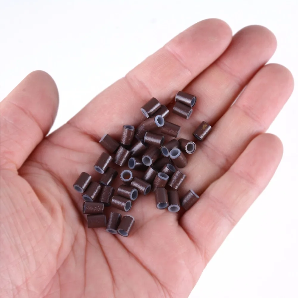 500 Chiếc 4.5Mm Lót Silicone Ống Đồng Microlinks Vòng Nhẫn Tóc Hạt Nhân Làm Tóc Bím Tóc Dụng Cụ