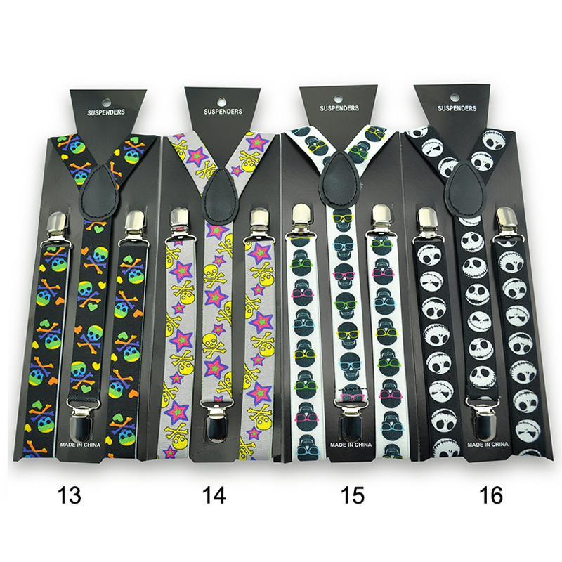 Tirantes de camisa para hombre y mujer, soporte para pantalones, tirantes, correas de hombro para boda, calavera, espalda en Y, elástico ajustable, 25 MM de ancho