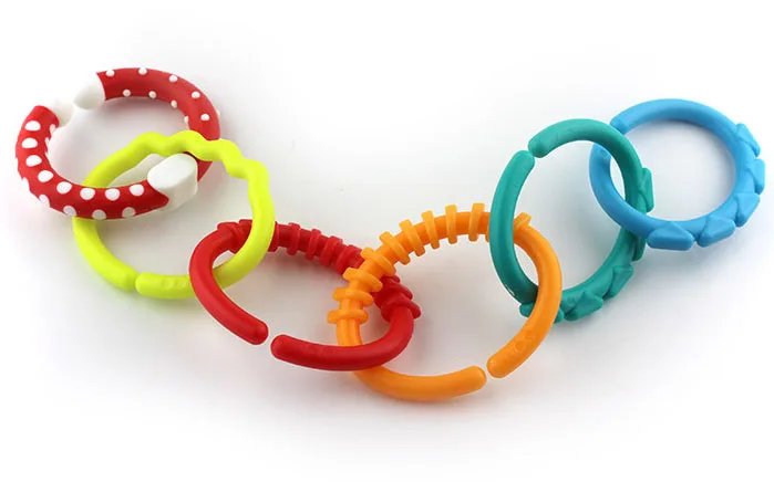 เด็ก DIY ยางกัด BPA ฟรี Chewable การงอกของฟัน Rainbow Molars CHAIN แหวนผ้ากันเปื้อนจับน่ารัก Sensoriel ของเล่นสําหรับเด็ก 0-12 เดือน