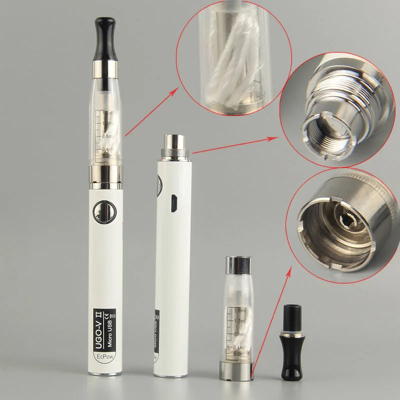 Ugo-V2 II 650 mAh Mirco USB Passthrough 510 Thread Akku Elektronische Zigarette eGo Ce4 Verdampfer Zerstäuber Starter Vape Pen Kit
