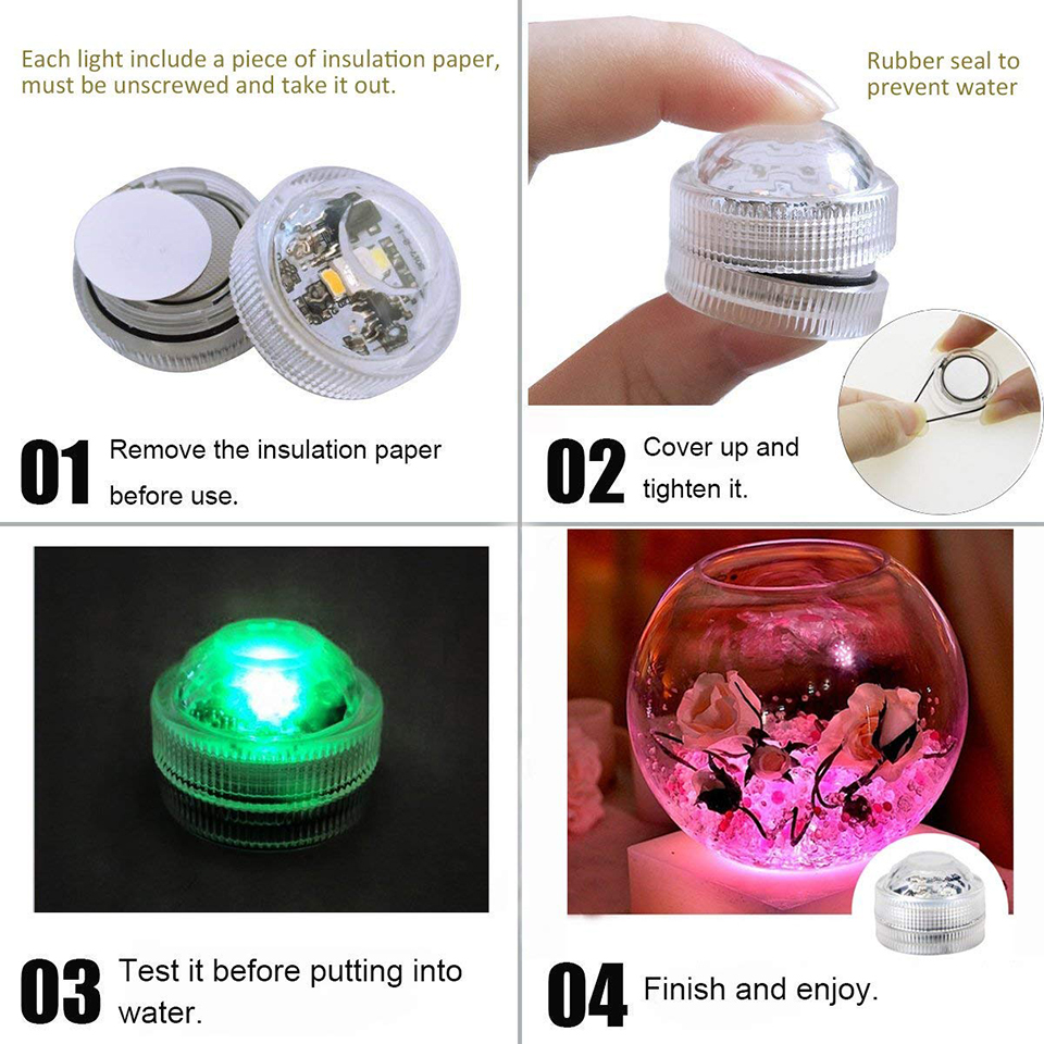 Led Chìm Đêm Ánh Sáng Đèn RGB Dưới Nước Đèn Cưới Đèn Bình Cá Tiệc Bể Bơi Giáng Sinh Đèn Trang Trí