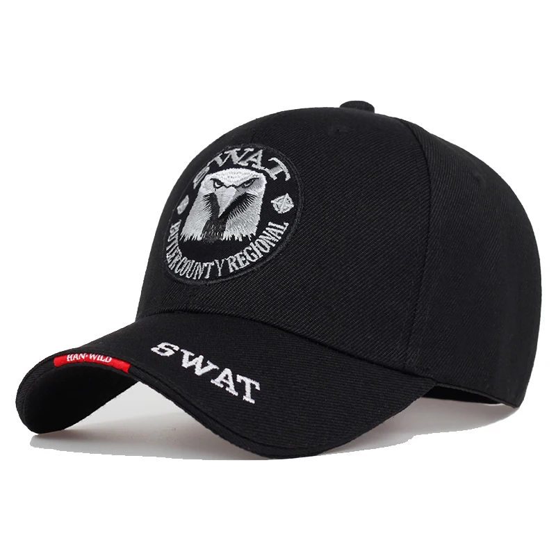 SWAT Army หมวกชายปัก Eagle เบสบอลสีดําหมวก Gorras Para Hombre ผู้หญิง Snapback Bone Masculino หมวกยุทธวิธี