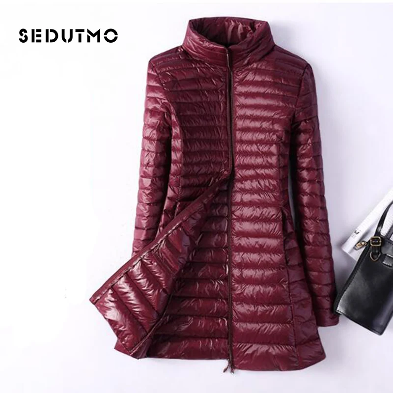 SEDUTMO Mùa Đông Nữ Xuống Áo Siêu Nhẹ Vịt Xuống Áo Khoác Dài Nóc Áo Khoác Mỏng Màu Đen Parkas ED037