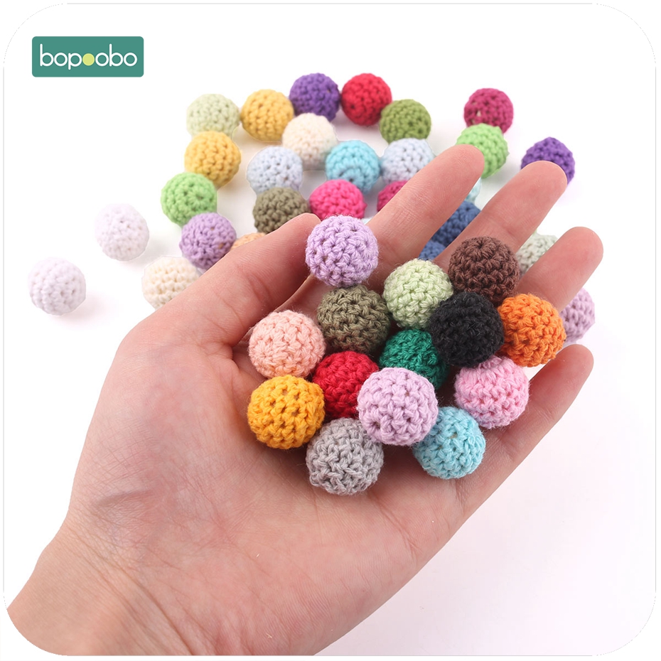 Bopoobo 10pc ベビー看護歯が生えるかぎ針編みビーズチュアブルビーズ DIY ジュエリー看護アクセサリー Gehaakte おもちゃベビーおしゃぶり 16 ミリメートル