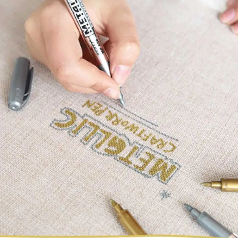 1.5Mm DIY Hình Ban Nhạc Metalic Bút Bút Vĩnh Viễn Sơn Kim Loại Vải Dấu Bút Sharpie Vàng Bạc Craftwork Bút Tranh Nghệ Thuật Tiếp Liệu