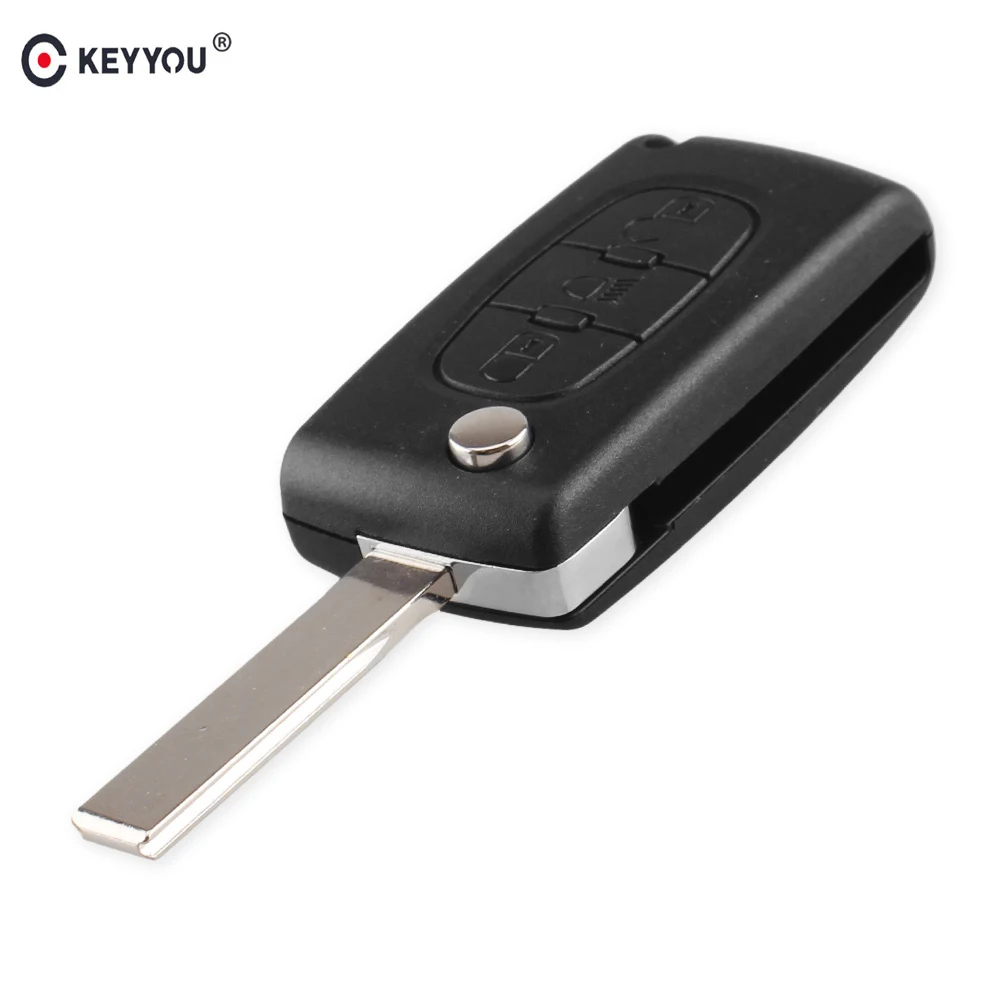 Keyyou para citroen c1 c2 c4 picasso c5 c6 3 botões chave fob caso remoto símbolo de luz com crachá ce0536 frete grátis