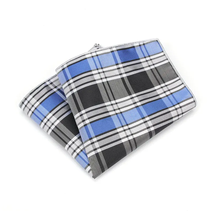 Sang trọng Khăn Tay Nam SọC Kẻ Sọc Wowen Dạ Nỉ Hankies Polyester Hanky Kinh Doanh Kiểm Tra Túi Vuông Ngực Khăn 23*23 CM