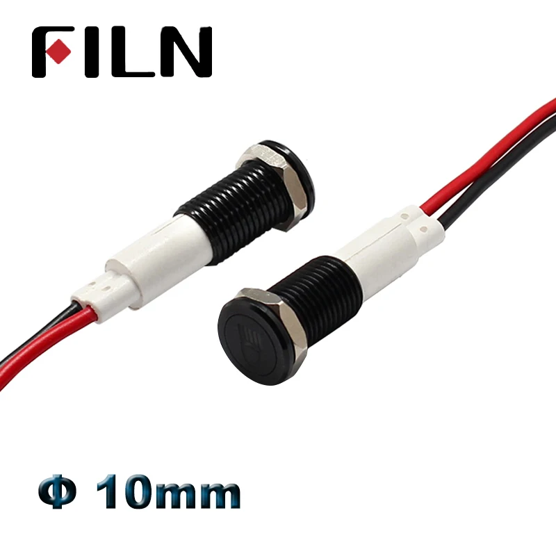 10 มม.รถ 12 V ไฟแสดงสถานะ LED แผงแดชบอร์ดสัญลักษณ์คําเตือนสีแดงสีเขียวสีฟ้าสีขาว Amber นักบินโคมไฟกันน้ําชั้นนํา