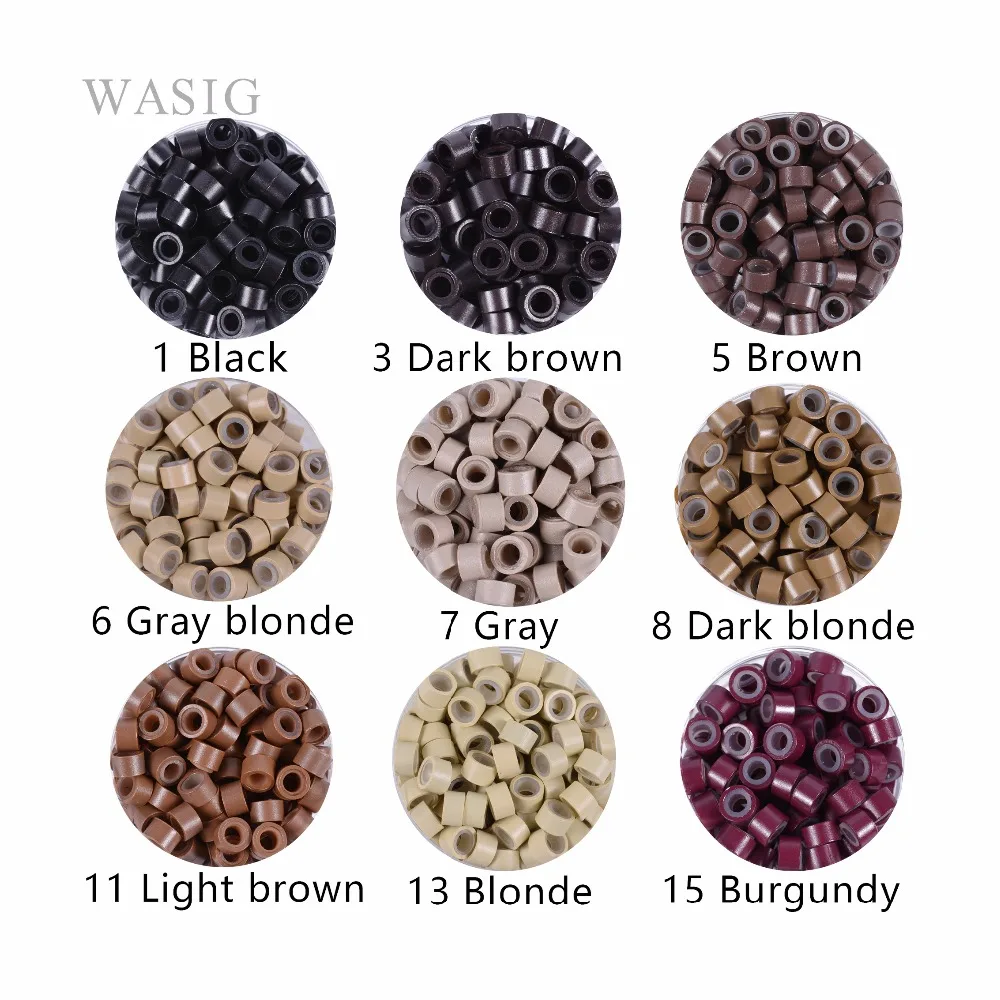 1000 Pcs 5,0mm * 3,0mm * 3,0mm Microring Con Vite, silikon Mikro Ringe/Perlen für Haar Extensions 9 Farben Optional