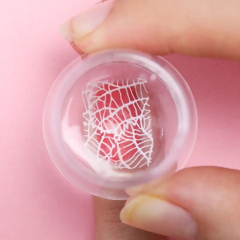 Sinh Đẹp Móng Tay Nghệ Thuật Tiêu Bản Clear Jelly Dẻo Silicone Stamper Enail Dập Tấm Nạo Có Nắp Trong Suốt Móng Stamper